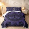 thumbnail image 1 of Homewish Retro Tree Of Life Twin Quilt Set,Bohemian Damask Twin Coverlet Set,Black Purple,Black Reversible,2 Pieces, 1 of 7