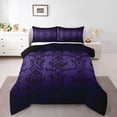 thumbnail image 1 of Homewish Retro Victorian Flower Full Size Comforter Sets,Vintage Damask Bedding Comforter Set,Purple Black Bedding Sets For Men Women,,Lightweight Room Decorative Reversible,3-Piece, 1 of 8