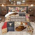 thumbnail image 1 of Homewish Retro Western Cowboy Full Size Comforter Sets,Vintage Bull Skull Bedding Comforter Set,Rustic Farmhouse Cabin Bedding Sets For Boys Teens,Microfiber Bedroom Decor Reversible,3 Pieces, 1 of 8