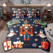 Homewish Retro Xmas Nutcraker 7-Piece Twin Bedding Sets,Funny Wild Bird Bedding Comforter Set,Chic Christmas Gifts Sheet Sets For Girls,Ultra Soft Home Decor Reversible