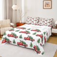 thumbnail image 1 of Homewish Retro Xmas Tree Bed Sheets,Merry Christmas King Sheets,Red Farmhouse Truck Sheet Set For Girls Kids,Super Cozy Room Decor,4pcs, 1 of 7