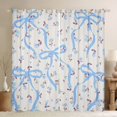 thumbnail image 1 of Homewish Ribbon Bow Bowtie Curtains Pack of 2 (42x84 Each),Rustic Rose Flower Curtains Blackout,Beige Blue Bedroom Curtains For Child,Ultra Soft Home Decor, 1 of 6