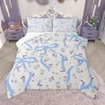 thumbnail image 1 of Homewish Ribbon Bow Bowtie Queen Comforter Set,Rustic Rose Flower Bedding Sets,Beige Blue Bedding Comforter Set For Child,Ultra Soft Home Decor Reversible,3-Piece, 1 of 9