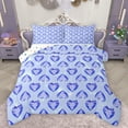thumbnail image 1 of Homewish Ribbon Bow Knot Queen Comforter Set,Cartoon Heart Diamond Bedding Sets,Blue Bow Ribbon Bedding Comforter Set For Teens,Luxury Bedroom Decor Reversible,3 Pieces, 1 of 8