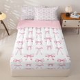 thumbnail image 1 of Homewish Ribbon Bow Knot Zipper Twin Comforter Sets with Fitted Sheet and 2 Pillowcases,Light Pink Cute Bowtie Zipper Bedding Set For Bowknot Lovers,Reversible,4 Pieces, 1 of 7