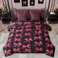 thumbnail image 1 of Homewish Ribbon Bow Tie 7-Piece Twin Bedding Sets,Cute Cartoon Bowknot Bedding Comforter Set,Pink Black Sheet Sets For Teens,Luxury Bedroom Decor Reversible, 1 of 8