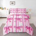 thumbnail image 1 of Homewish Ribbon Bow Tie Bedding Comforter Set,Girls Kawaii Bowknot Twin Comforter Sets,Hotpink White Bedding Set For Kids,Breathable Home Decor Reversible,2pcs, 1 of 9