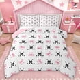 thumbnail image 1 of Homewish Ribbon Bow Tie Full Size Comforter Sets,Ice Hockey Sport Bedding Comforter Set,Pink Black White Bedding Sets For Teens,Luxury Bedroom Decor Reversible,3pcs, 1 of 8