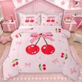 thumbnail image 1 of Homewish Ribbon Bow Tie Full Size Comforter Sets,Red Sweet Cherry Bedding Comforter Set,Pink Bowknot Bedding Sets For Girls Teens,Ultra Soft Home Decor Reversible,3pcs, 1 of 8