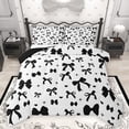thumbnail image 1 of Homewish Ribbon Bow Tie Queen Comforter Set,Cute Bowknot Bedding Sets,White Black Bedding Comforter Set For Teens,Luxury Bedroom Decor Reversible,3 Pieces, 1 of 8