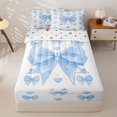 thumbnail image 1 of Homewish Ribbon Bow Zipper Full Size Comforter Sets with Fitted Sheet and 2 Pillowcases For Kids,Blue Coquette Bow Tie Zipper Bedding Set For Girls,Reversible,4-Piece, 1 of 7