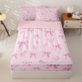 thumbnail image 1 of Homewish Ribbon Bowknot Zipper Full Size Comforter Sets with Fitted Sheet and 2 Pillowcases For Kids Girls,Pink Butterfly Zipper Bedding Set,Pink Reversible,4 Pieces, 1 of 7