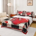 thumbnail image 1 of Homewish Ribbon Bowtie Loves Bed Sheets,Modern Geometric Plaid King Sheets,Red White Black Sheet Set For Girls,Breathable Home Decor,4-Piece, 1 of 7