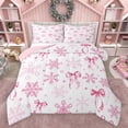 thumbnail image 1 of Homewish Ribbow Bow Tie Queen Comforter Set,Cute Snowfalke Bedding Sets,Pink White Bedding Comforter Set For Girls Kids,Ultra Soft Home Decor Reversible,3 Pieces, 1 of 8