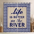 thumbnail image 1 of Homewish River House Blackout Curtains Set of 2 (52x84 Each) for Boys Girls,Retro Vintage Cabin Window Curtains,Blue Plaid Grid Curtains and Drapes,Ultra Soft Home Decor, 1 of 6