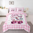 thumbnail image 1 of Homewish Roller Skating 3 Pieces Queen Comforter Set for Kids Children Girls,Geometric Plaid Love Heart Ultra Soft Bedding Sets,Sport Theme Bedding Comforter Set Breathable,Microfiber Bedroom Decor, 1 of 8