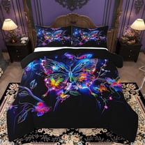 Homewish Romantic Bling Butterfly Bedding Comforter Set, Plant Botanical Twin Comforter Sets, Teens Kids Girls Women Reversible Bedding Set, Super Cozy Room Decor, 2-Piece