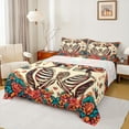 thumbnail image 1 of Homewish Romantic Couple Skeleton Twin Sheet Sets, Retro Rustic Flower Floral Twin Fitted Sheet, Mandala Bohemian Style Flat Sheet, Lightweight Room Decor, 3pcs, 1 of 8