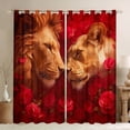 thumbnail image 1 of Homewish Romantic Lion Animal Curtains Pack of 2 (42x84 Each), Rose Floral Flower Curtains Blackout, Couple Valentine's Day Bedroom Curtains, Blackout Curtains Home Decor, 1 of 6