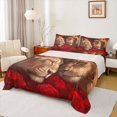 thumbnail image 1 of Homewish Romantic Lion Animal Queen Sheet Sets, Red Rose Flower Flat Sheet, Couple Valentine's Day Queen Fitted Sheet, Lightweight Room Decor, 4pcs, 1 of 7