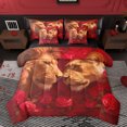 thumbnail image 1 of Homewish Romantic Lion Animal Twin Bedding Sets 7-Piece, Rose Floral Flower Bedding Comforter Set, Couple Valentine's Day Reversible Sheet Sets, Breathable Home Decor, 1 of 7