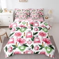 thumbnail image 1 of Homewish Romantic Perfume Flowers 7-Piece King Bedding,Chic Paris Fashion King Bed in a Bag,Pink Green,Pink Reversible, 1 of 8