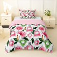 thumbnail image 1 of Homewish Romantic Perfume Flowers Twin Comforter Sets,Chic Paris Fashion Bedding Set,Pink Green,Pink Reversible,2pcs,1 Comforter and 1 Pillowcase, 1 of 7