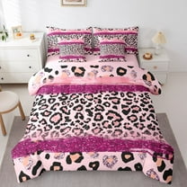 Homewish Romantic Pink Fashion Twin Bedding Sets 7-Piece, Glitter Sequin Print Bedding Comforter Set, Teens Kids Girls Women Reversible Sheet Sets, Microfiber Bedroom Decor
