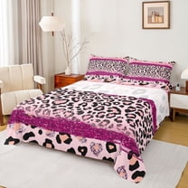Homewish Romantic Pink Fashion Twin Sheet Sets, Glitter Sequin Print Twin Fitted Sheet, Teens Kids Girls Women Flat Sheet, Microfiber Bedroom Decor, 3 Pieces