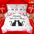 thumbnail image 1 of Homewish Romantic Valentine 7 Pieces Bedding Comforter Set,Kawaii Cat Kitten Silhouette Full Bedding Set,Pink Loves Pattern Fitted Sheet Flat Sheet For Girls Kids,Breathable Home Decor Reversible, 1 of 8