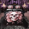 thumbnail image 1 of Homewish Romantic Valentine Twin Comforter Set,Rustic Floral Spooky Gothic Skeleton,Breathable Reversible Decor For Girls Kids,2-Piece, 1 of 8