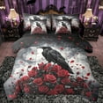 thumbnail image 1 of Homewish Romantic Valentine Rose 7-Piece Twin Bedding Sets,Wild Crown Raven Bedding Comforter Set,Red Flower Floral Sheet Sets For Girls Kids,Breathable Home Decor Reversible, 1 of 8