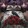 thumbnail image 1 of Homewish Romantic Valentine Rose Bedding Comforter Set,Wild Crown Raven Twin Comforter Sets,Red Flower Floral Bedding Set For Girls Kids,Breathable Home Decor Reversible,2 Pieces, 1 of 8