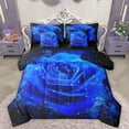 thumbnail image 1 of Homewish Romantic Valentine'S Day 7-Piece Bedding Comforter Set,Blue Rose Full Bedding Set,Chic Sparking Print Fitted Sheet Flat Sheet For Adult,Super Cozy Room Decor Reversible, 1 of 8