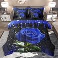 thumbnail image 1 of Homewish Romantic Valentine'S Day 7pcs Bedding Comforter Set,Country Floral Rose Queen Bedding Sets,Dreamy Blue Black Queen Sheet Sets For Adult,Super Cozy Room Decor Reversible, 1 of 8