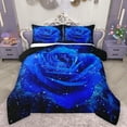 thumbnail image 1 of Homewish Romantic Valentine'S Day Full Size Comforter Sets,Blue Rose Bedding Comforter Set,Chic Sparking Print Bedding Sets For Adult,Super Cozy Room Decor Reversible,3 Pieces, 1 of 8