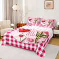thumbnail image 1 of Homewish Romantic Valentine'S Day Queen Sheet Sets,Pink Tulip Flower Flat Sheet,3D Red Loves Queen Fitted Sheet For Girls Kids,Ultra Soft Home Decor,4pcs, 1 of 7