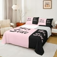 thumbnail image 1 of Homewish Romantic Valentine Twin Sheet Sets for Couple, Black Pink Splicing Twin Fitted Sheet, Modern Simple Theme Flat Sheet, Microfiber Bedroom Decor, 3pcs, 1 of 8