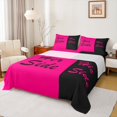 thumbnail image 1 of Homewish Romantic Valentine Twin Sheet Sets for Couple, Hot Pink Splicing Twin Fitted Sheet, Modern Simple Theme Flat Sheet, Super Cozy Room Decor, 3pcs, 1 of 7
