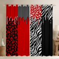 thumbnail image 1 of Homewish Romantic Valentines Day Black Out Curtains, Black Red Splash Curtains Pack of 2 (42x63 Each), Chic Leopard Zabra Print Bedroom Curtains, Black Out Curtains Decor, 1 of 6