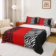 thumbnail image 1 of Homewish Romantic Valentines Day Twin Sheet Sets, Black Red Splash Twin Fitted Sheet, Chic Leopard Zabra Print Flat Sheet, Luxury Bedroom Decor, 3pcs, 1 of 7