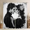 thumbnail image 1 of Homewish Rose Skeleton Black Out Curtains for Boys Girls,Gothic Style Curtains Pack of 2 (42x63 Each),Romantic Valentine's Day Bedroom Curtains,Super Cozy Room Decor, 1 of 6