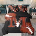 thumbnail image 1 of Homewish Rugby Ball Print 7-Piece Twin Bedding Sets,Brown Football Pattern Bedding Comforter Set,First Letter M Sheet Sets For Girls,Super Cozy Room Decor Reversible, 1 of 8