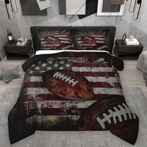 Homewish Rugby Game Bedding Comforter Set,American Flags Twin Comforter Sets,Red White Black Bedding Set For Boys Kids,Super Cozy Room Decor Reversible,2-Piece