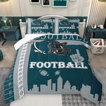 Homewish Rugby Gamer Bedding Comforter Set,Football Sport City Twin Comforter Sets,Green Gray Bedding Set For Teens,Super Cozy Room Decor Reversible,2 Pieces