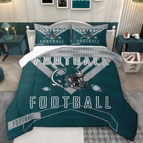 Homewish Rugby Helmet Bedding Comforter Set,Football Sport Twin Comforter Sets,Green Gray Bedding Set For Boys Kids,Luxury Bedroom Decor Reversible,2 Pieces