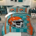 thumbnail image 1 of Homewish Rugby Sport Game Queen Comforter Set,Football City Silhoustte Bedding Sets,Orange Cyan Bedding Comforter Set For Boys Teens,Super Cozy Room Decor Reversible,3pcs, 1 of 8