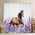 thumbnail image 1 of Homewish Rustic Brown Horse Black Out Curtains, Purple Lavender Floral Curtains Pack of 2 (42x63 Each), Fashion Animal Bedroom Curtains, Blackout Curtains Room Decor, 1 of 7