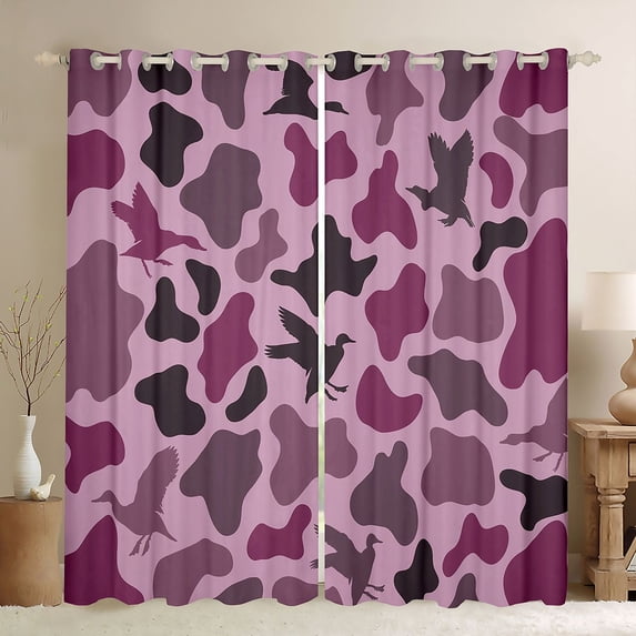 Homewish Rustic Camouflage Black Out Curtains,Country Farmhouse Lodge Curtains Pack of 2 (42x63 Each),Pink Camo Bedroom Curtains For Boys Kids,Luxury Bedroom Decor