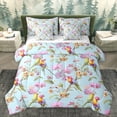 thumbnail image 1 of Homewish Rustic Cartoon Parrot Twin Bedding Sets 7-Piece, Spring Flower Floral Bedding Comforter Set, Plant Botanical Reversible Sheet Sets, Lightweight Room Decor, 1 of 7